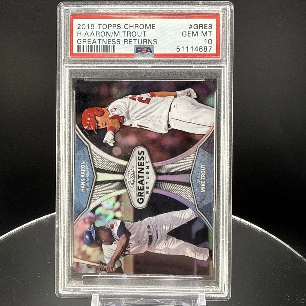 2019 Topps Chrome Greatness Returns Hank Aaron Mike Trout PSA 10 GEM MINT